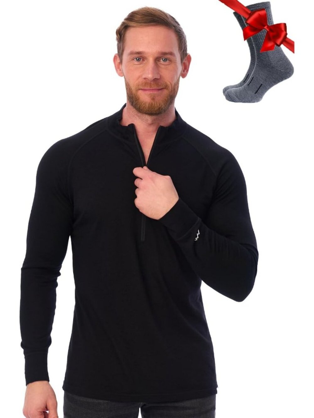 Cozy Merino Wool Half Zip Sweater for Men - Warm Quarter Zip Thermal Layer